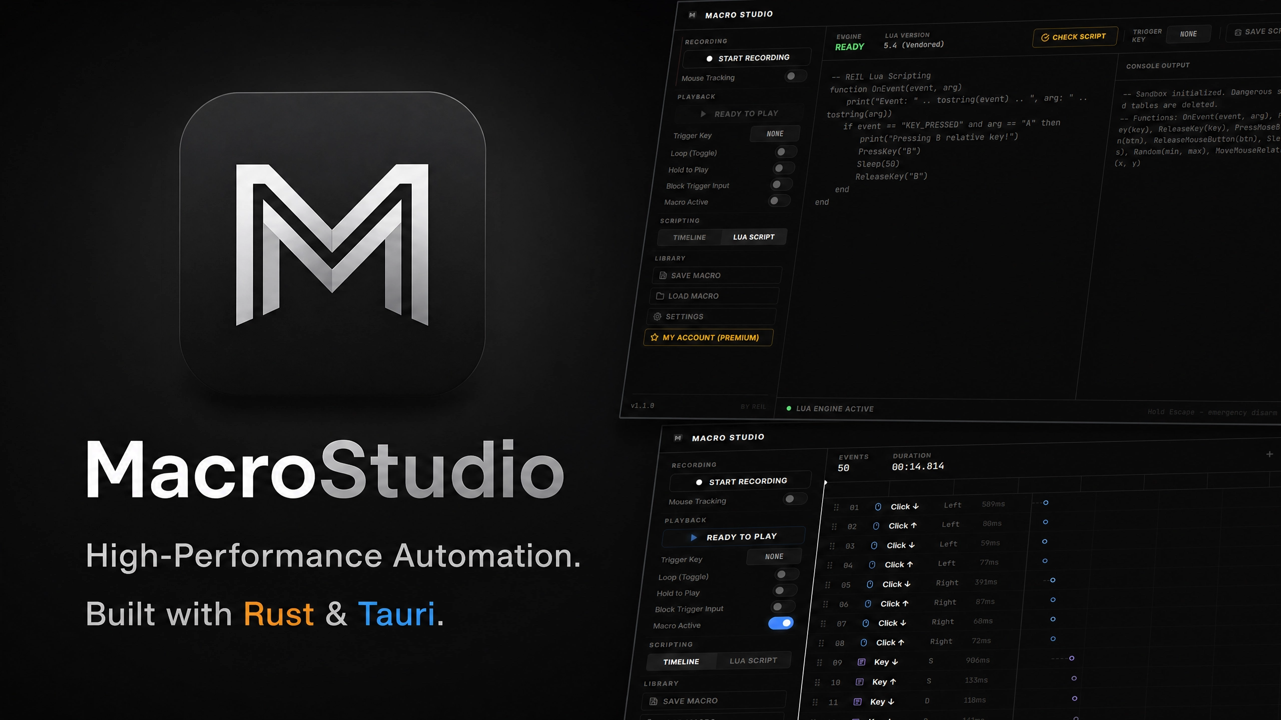 Macro Studio — automation engine interface